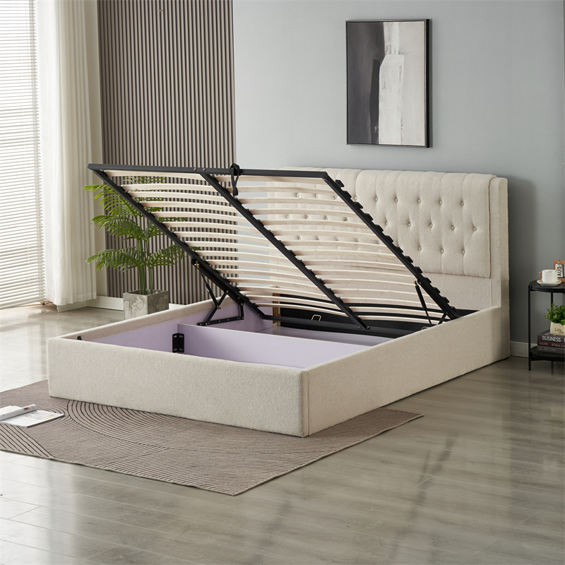 Bed IMPERATORIUS – 160×200 cm – grey boucle fabric - Product gallery 7