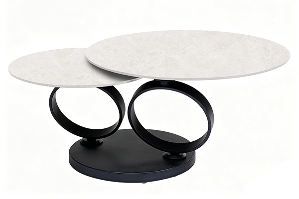 Coffee table RING-light grey – 80 (133)x80xH43 cm