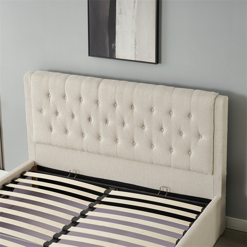 Bed IMPERATORIUS – 160×200 cm – grey boucle fabric - Product gallery 5