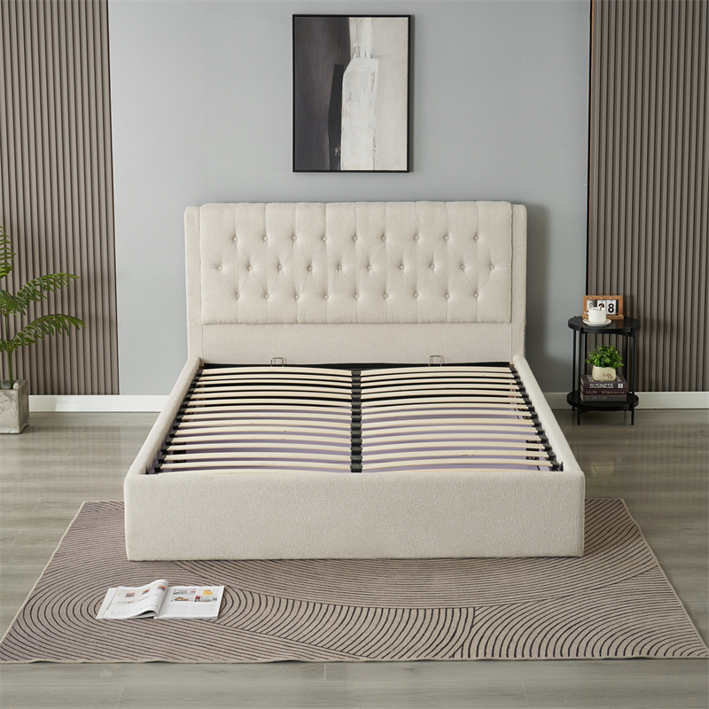 Bed IMPERATORIUS – 160×200 cm – grey boucle fabric - Product gallery 3