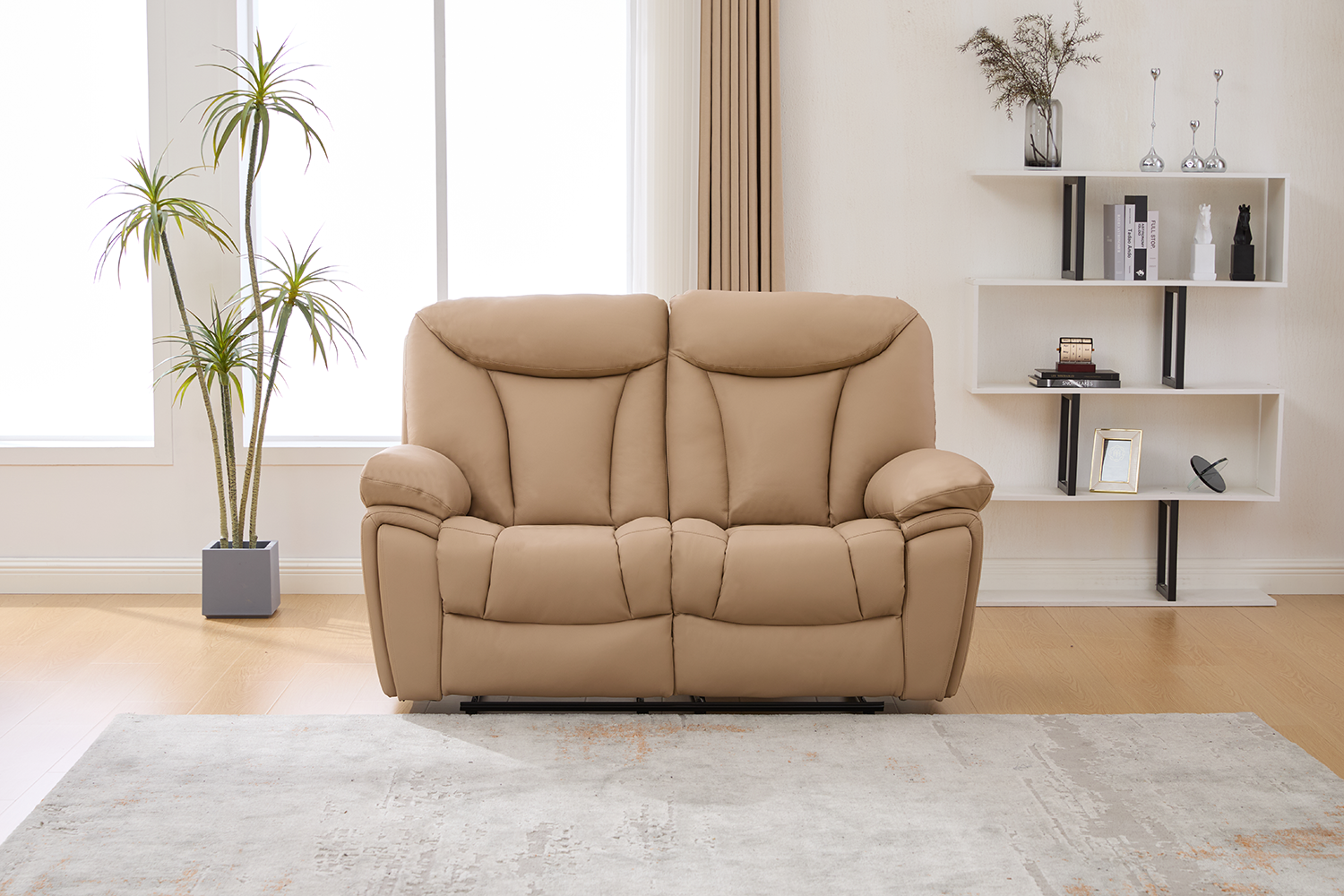 Dvivietė odinė sofa su reglaineriais YORK smėlio 162x96xH107 cm - Produkto galerija 1