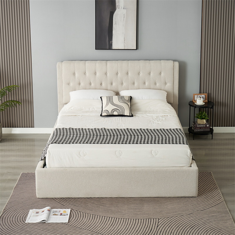 Bed IMPERATORIUS – 160×200 cm – grey boucle fabric - Product gallery 2