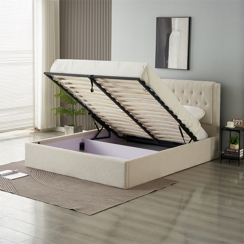 Bed IMPERATORIUS – 160×200 cm – grey boucle fabric - Product gallery 4
