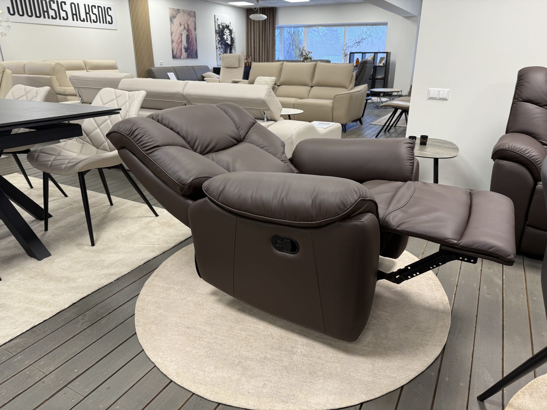Leather armchair with recliner COMFORT-103x90xH101 cm – brown color - Product gallery 2