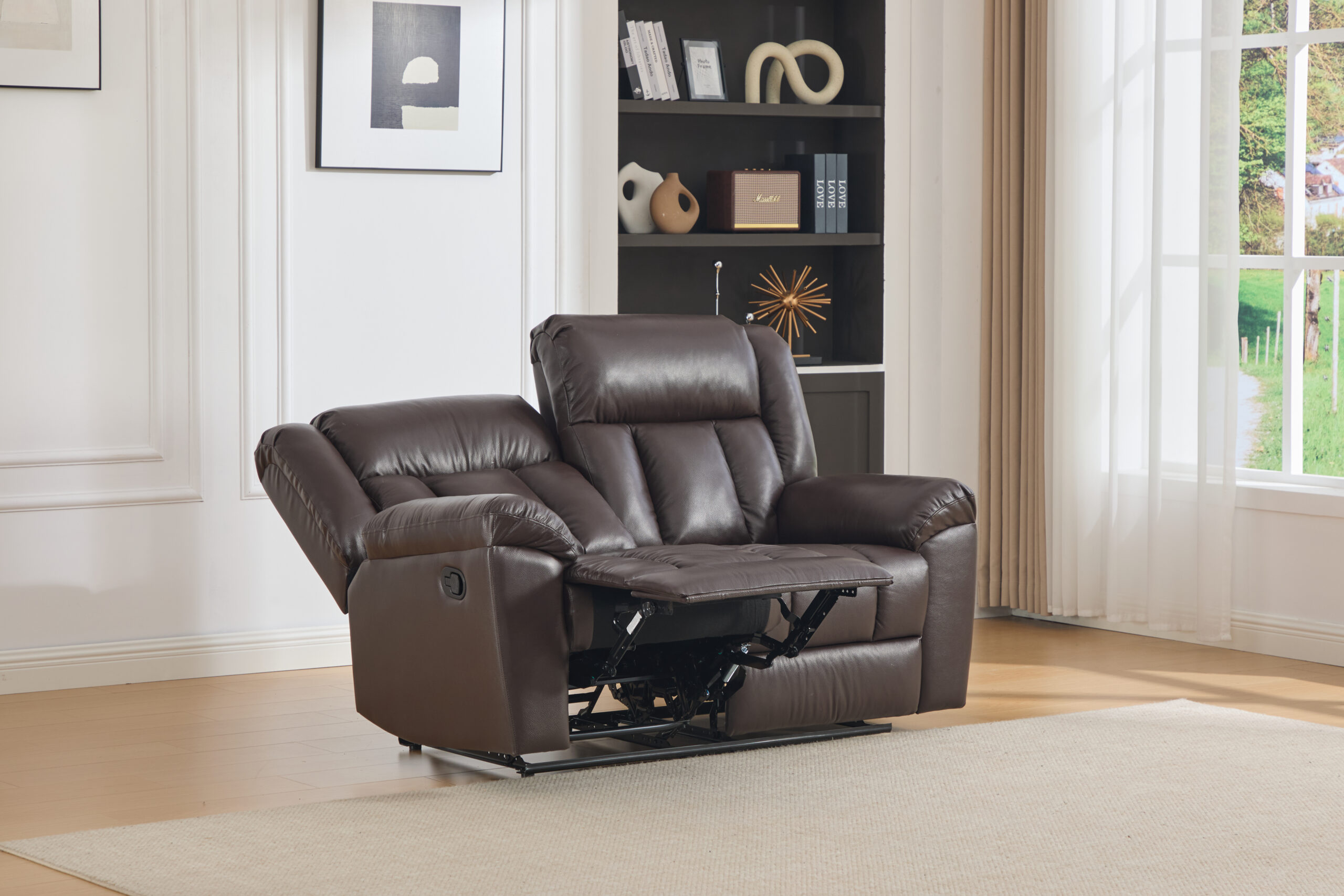Leather two-seat sofa with recliners DETROIT-BROWN – 158x96xH107 cm - Product gallery 2