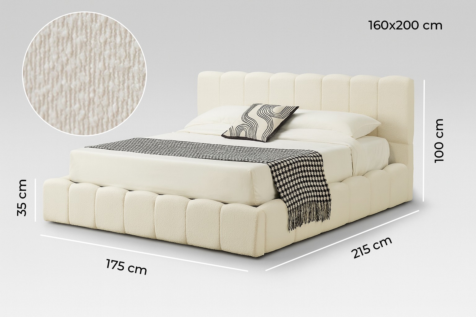 Double bed ZARA – 160×200 cm - Photo with dimensions 1
