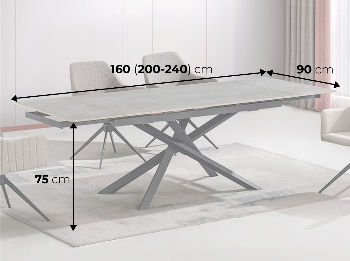 Extendable table ORION-medium grey 160 (240)x90xH75 cm - Product gallery 13