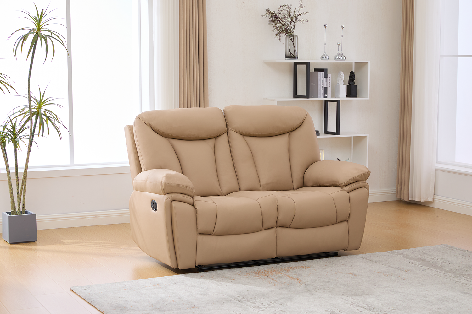 Dvivietė odinė sofa su reglaineriais YORK smėlio 162x96xH107 cm - Produkto galerija 2