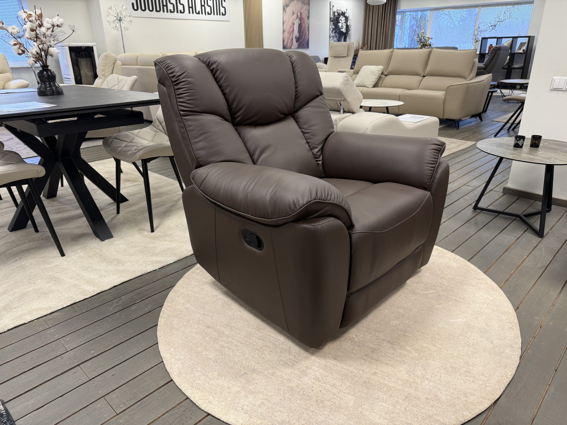 Leather armchair with recliner COMFORT-103x90xH101 cm – brown color