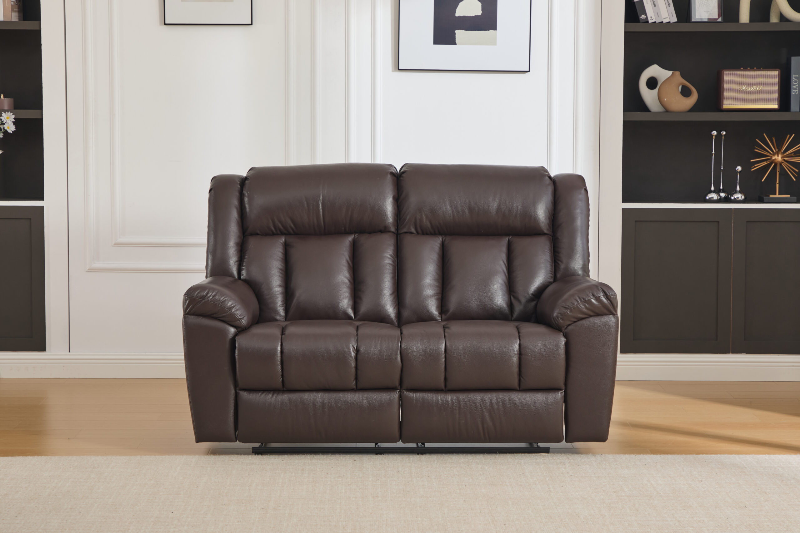 Leather two-seat sofa with recliners DETROIT-BROWN – 158x96xH107 cm - Product gallery 6