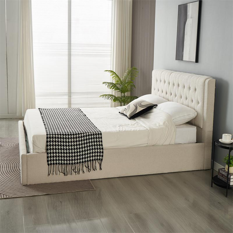 Bed IMPERATORIUS – 160×200 cm – grey boucle fabric - Product gallery 6