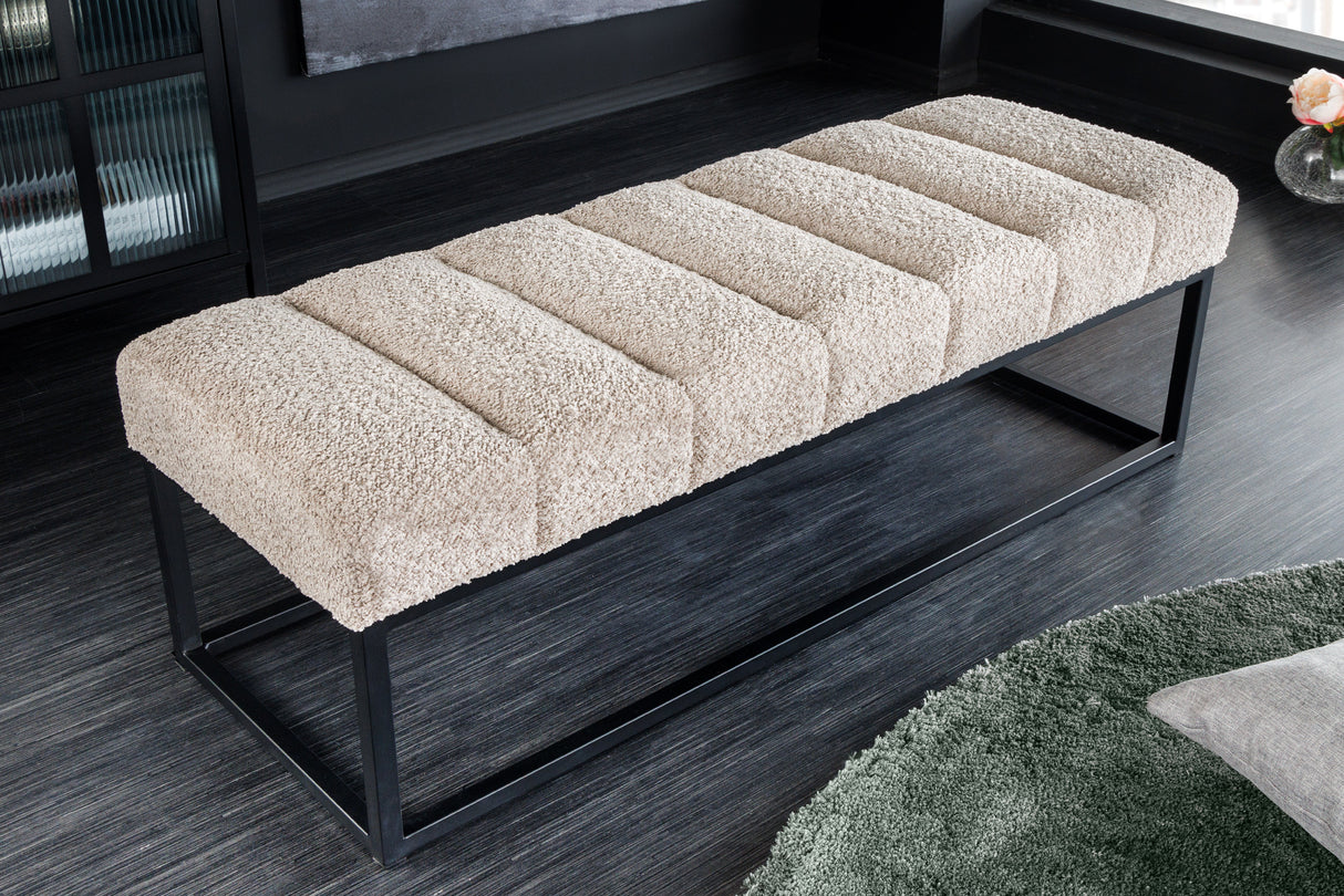 German pouf PETIT BEAUTE – sand-coloured teddy fabric