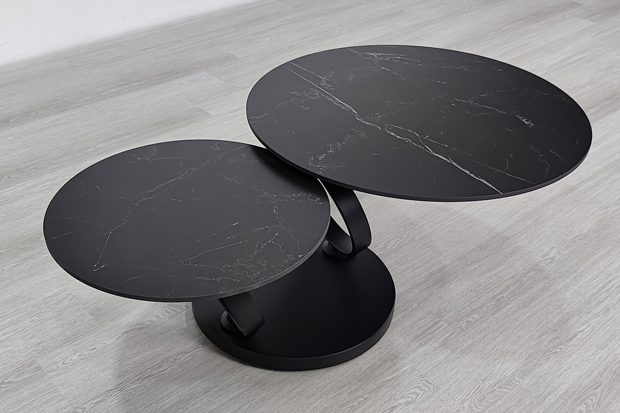 Žurnālgaldiņš RING-melns – 80 (133)x80xH43 cm - Produkta galerija 3