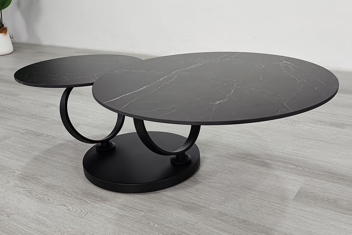 Žurnālgaldiņš RING-melns – 80 (133)x80xH43 cm - Produkta galerija 4