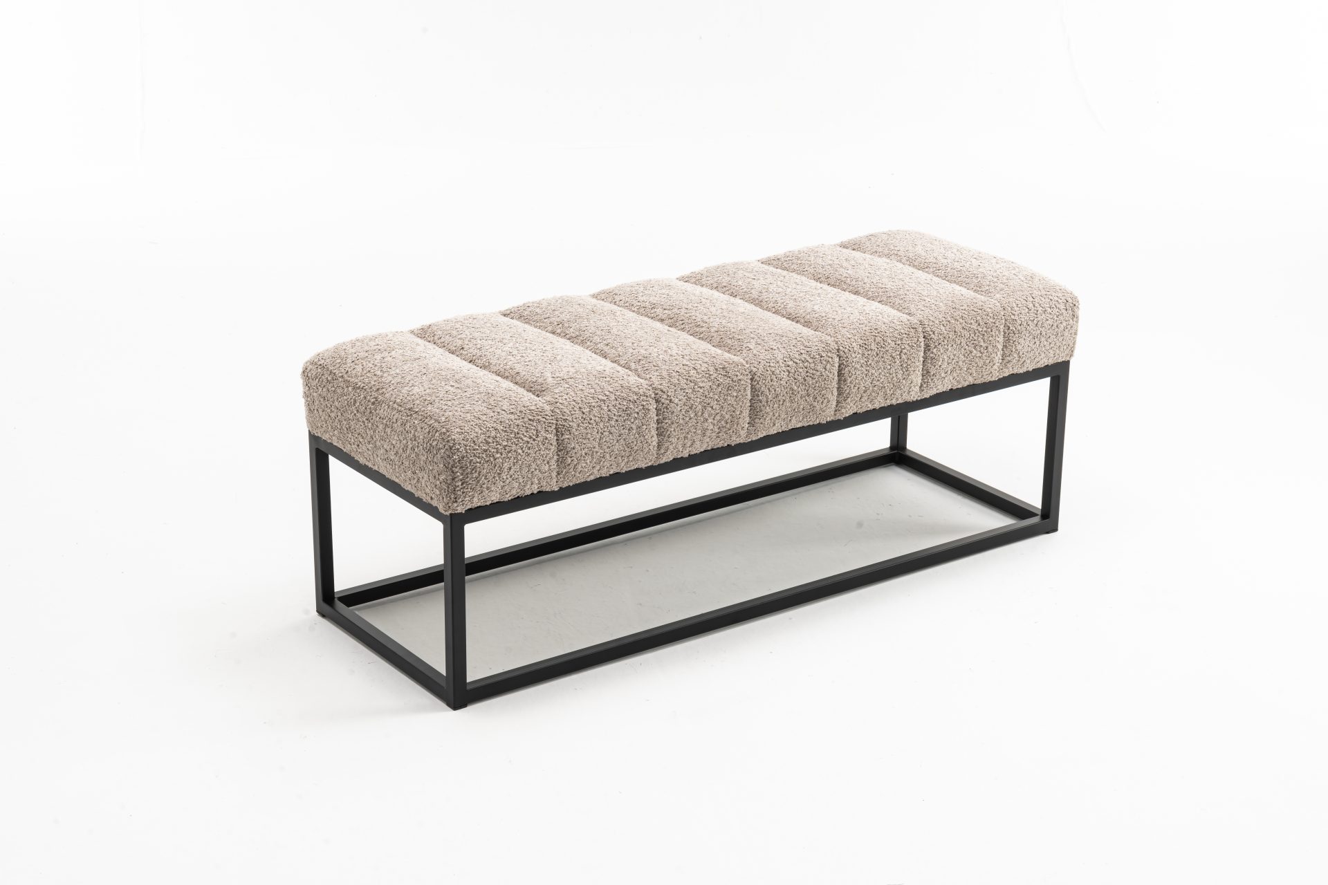 German pouf PETIT BEAUTE – sand-coloured teddy fabric - Product gallery 1