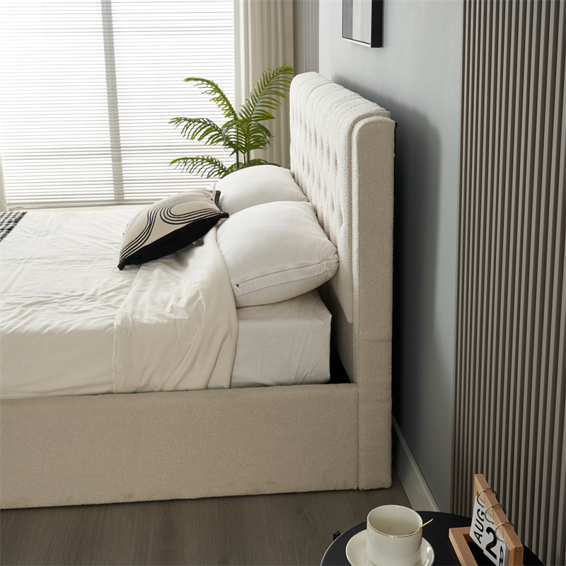 Bed IMPERATORIUS – 160×200 cm – grey boucle fabric - Product gallery 8