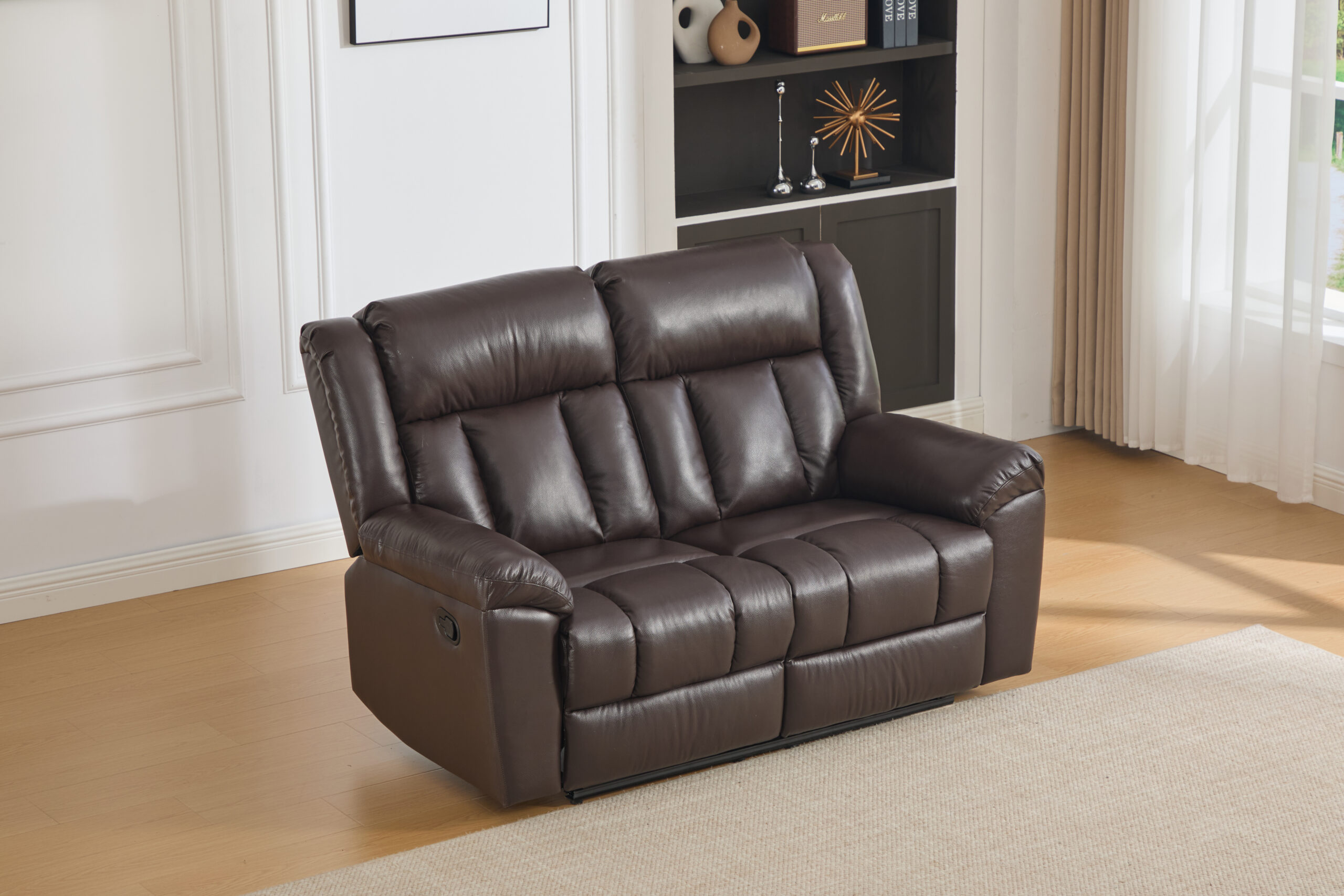Leather two-seat sofa with recliners DETROIT-BROWN – 158x96xH107 cm - Product gallery 3