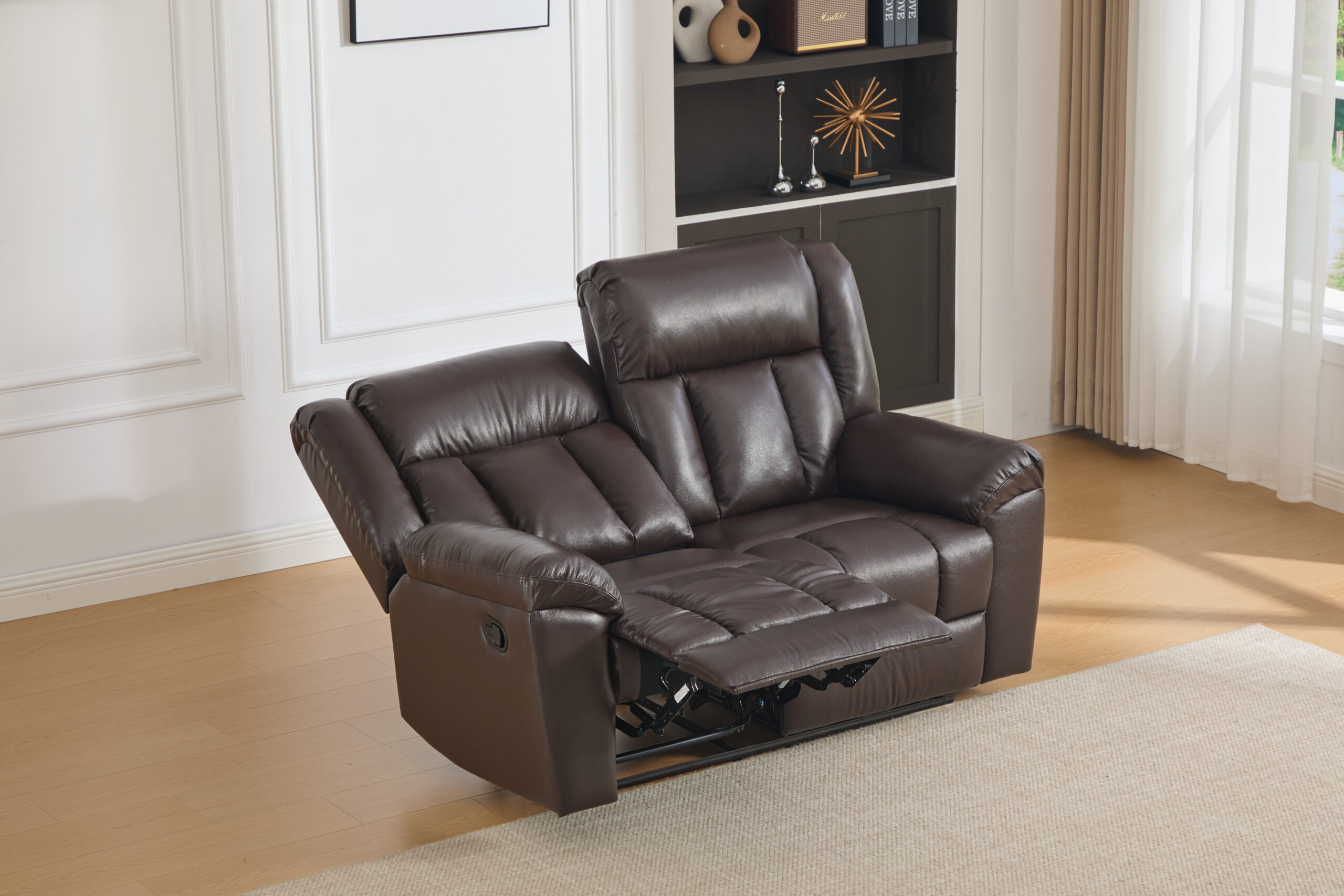 Leather two-seat sofa with recliners DETROIT-BROWN – 158x96xH107 cm - Product gallery 5
