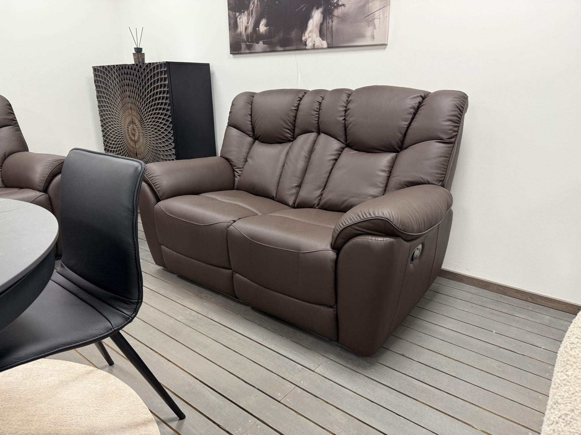 Odinė dvivietė sofa su dviems reglaineriais COMFORT 150x90xH100 cm ruda spalva - Produkto galerija 1